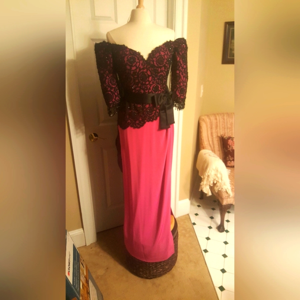 BOB MACKIE beaded lace gown